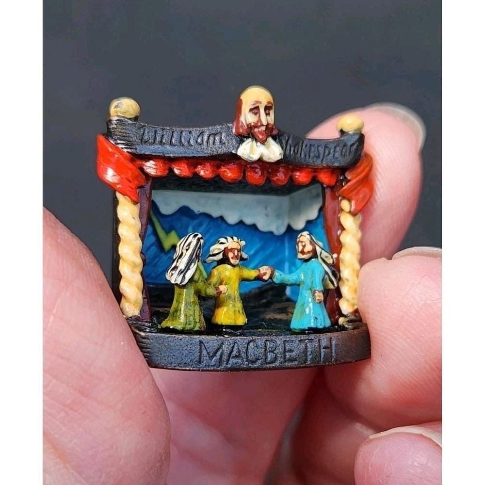 Vtg Miniature Dollhouse Artisan Macbeth Shakespeare Diorama Shelf Sitter Bronze